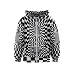 Optical Illusion Chessboard Tunnel Kids  Zipper Hoodie