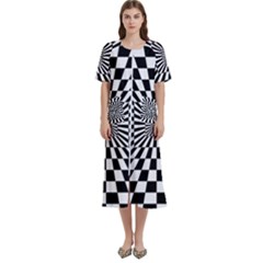 Optical Illusion Chessboard Tunnel Women s Cotton Short Sleeve Nightgown by Ndabl3x