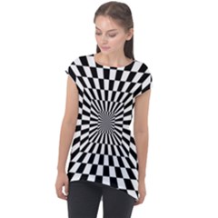 Optical Illusion Chessboard Tunnel Cap Sleeve High Low Top by Ndabl3x