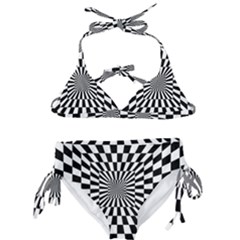 Optical Illusion Chessboard Tunnel Kids  Classic Bikini Set by Ndabl3x