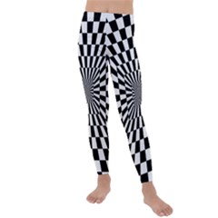 Optical Illusion Chessboard Tunnel Kids  Lightweight Velour Leggings by Ndabl3x