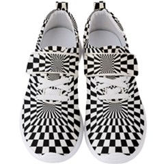 Optical Illusion Chessboard Tunnel Men s Velcro Strap Shoes by Ndabl3x