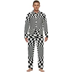 Optical Illusion Chessboard Tunnel Men s Long Sleeve Velvet Pocket Pajamas Set by Ndabl3x