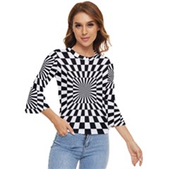 Optical Illusion Chessboard Tunnel Bell Sleeve Top