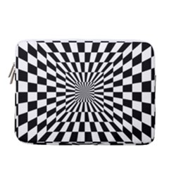 Optical Illusion Chessboard Tunnel 14  Vertical Laptop Sleeve Case With Pocket by Ndabl3x