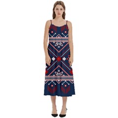 Ukrainian Folk Seamless Pattern Ornament Art Casual Spaghetti Strap Midi Dress by Bedest