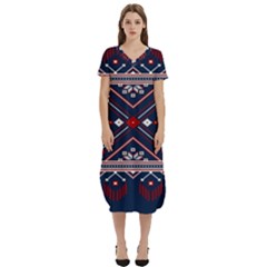 Ukrainian Folk Seamless Pattern Ornament Art T-shirt Midi Dress With Pockets by Bedest