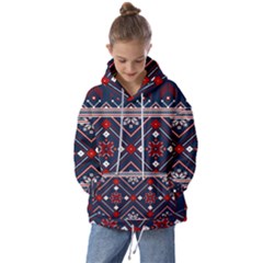 Ukrainian Folk Seamless Pattern Ornament Art Kids  Oversized Hoodie