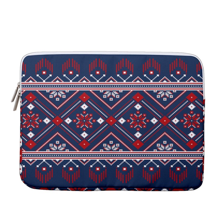 Ukrainian Folk Seamless Pattern Ornament Art 14  Vertical Laptop Sleeve Case With Pocket