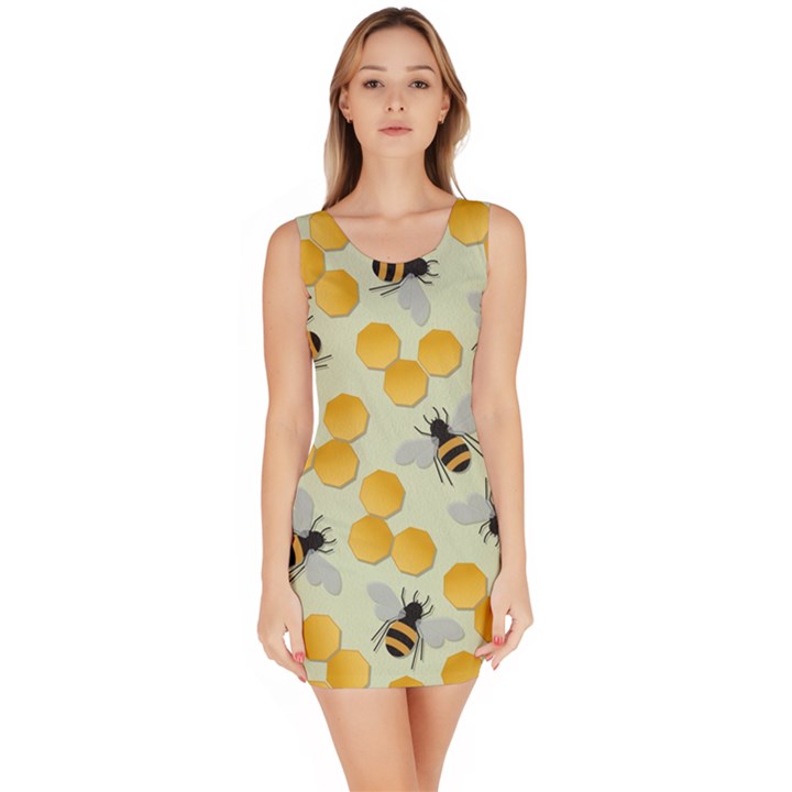 Bees Pattern Honey Bee Bug Honeycomb Honey Beehive Bodycon Dress