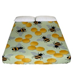 Bees Pattern Honey Bee Bug Honeycomb Honey Beehive Fitted Sheet (california King Size) by Bedest