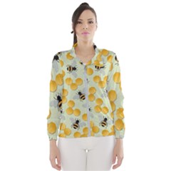 Bees Pattern Honey Bee Bug Honeycomb Honey Beehive Women s Windbreaker