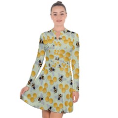 Bees Pattern Honey Bee Bug Honeycomb Honey Beehive Long Sleeve Panel Dress by Bedest