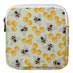 Bees Pattern Honey Bee Bug Honeycomb Honey Beehive Mini Square Pouch by Bedest