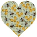 Bees Pattern Honey Bee Bug Honeycomb Honey Beehive Wooden Puzzle Heart View1