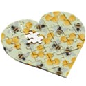 Bees Pattern Honey Bee Bug Honeycomb Honey Beehive Wooden Puzzle Heart View3