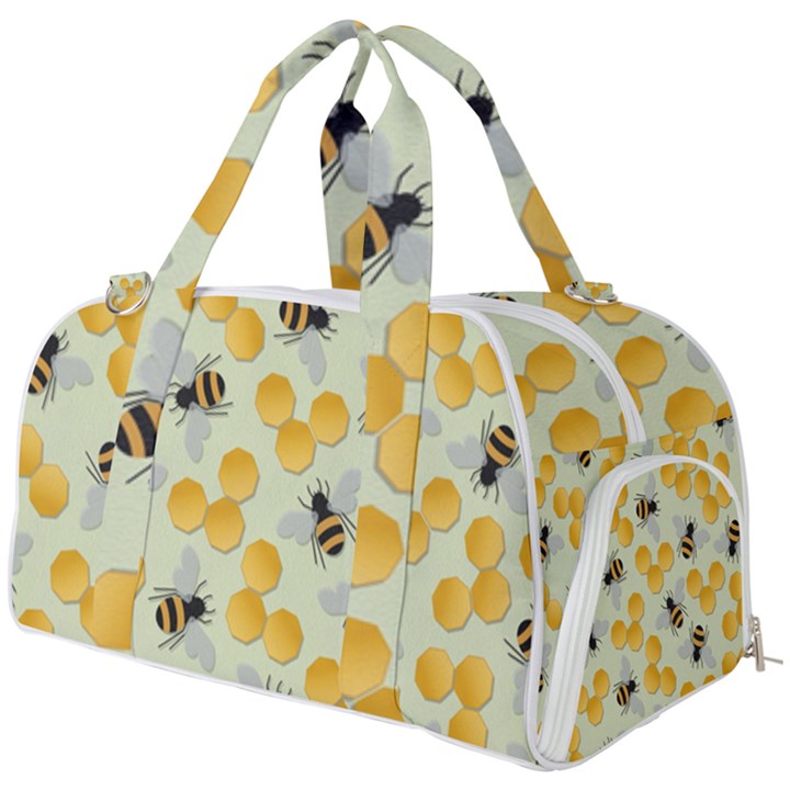 Bees Pattern Honey Bee Bug Honeycomb Honey Beehive Burner Gym Duffle Bag