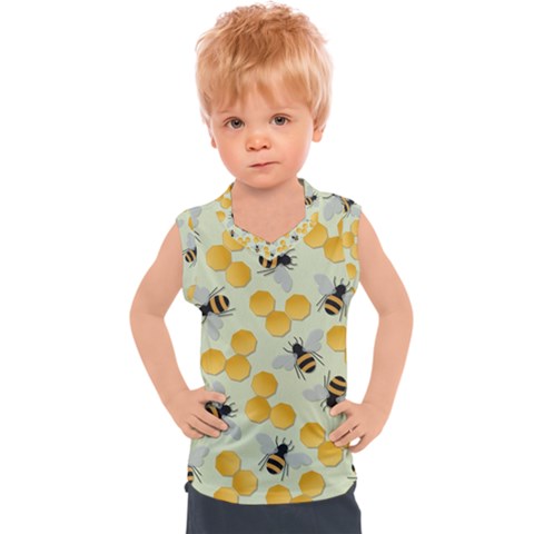 Bees Pattern Honey Bee Bug Honeycomb Honey Beehive Kids  Sport Tank Top by Bedest