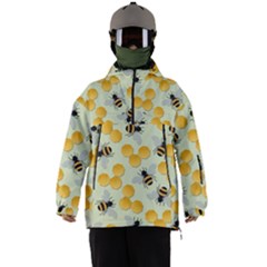 Bees Pattern Honey Bee Bug Honeycomb Honey Beehive Men s Ski And Snowboard Waterproof Breathable Jacket by Bedest