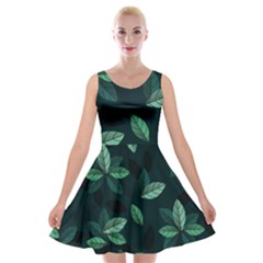 Foliage Velvet Skater Dress