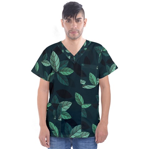 Foliage Men s V-neck Scrub Top by HermanTelo