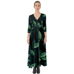 Foliage Button Up Boho Maxi Dress