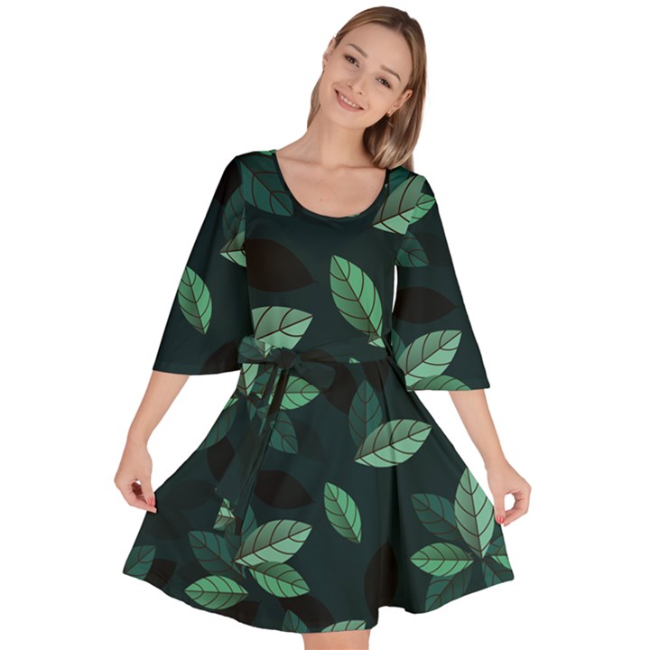 Foliage Velour Kimono Dress