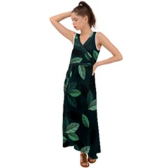 Foliage V-neck Chiffon Maxi Dress by HermanTelo