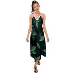 Foliage Halter Tie Back Dress 