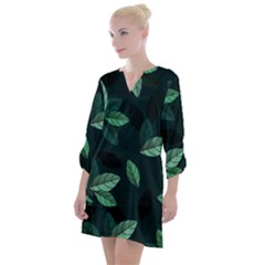 Foliage Open Neck Shift Dress