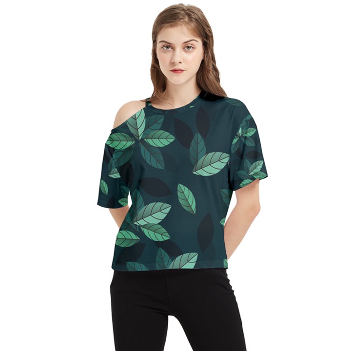 Foliage One Shoulder Cut Out T-Shirt