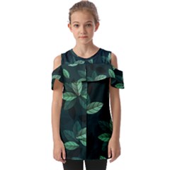 Foliage Fold Over Open Sleeve Top