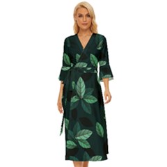 Foliage Midsummer Wrap Dress