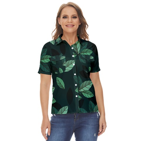 Foliage Women s Short Sleeve Double Pocket Shirt by HermanTelo