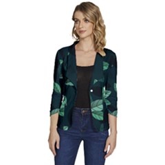 Foliage Women s One-button 3/4 Sleeve Short Jacket