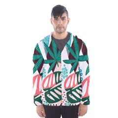 Abstract Seamless Pattern With Tropical Leaves Men s Hooded Windbreaker