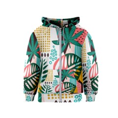 Abstract Seamless Pattern With Tropical Leaves Kids  Zipper Hoodie