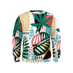 Abstract Seamless Pattern With Tropical Leaves Kids  Sweatshirt