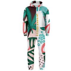 Abstract Seamless Pattern With Tropical Leaves Hooded Jumpsuit (men)