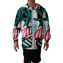 Abstract Seamless Pattern With Tropical Leaves Kids  Hooded Windbreaker