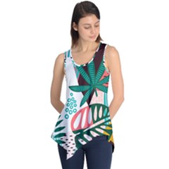 Abstract Seamless Pattern With Tropical Leaves Sleeveless Tunic