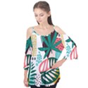 Abstract Seamless Pattern With Tropical Leaves Flutter Sleeve T-Shirt View1