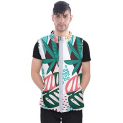 Abstract Seamless Pattern With Tropical Leaves Men s Puffer Vest