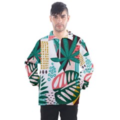 Abstract Seamless Pattern With Tropical Leaves Men s Half Zip Pullover