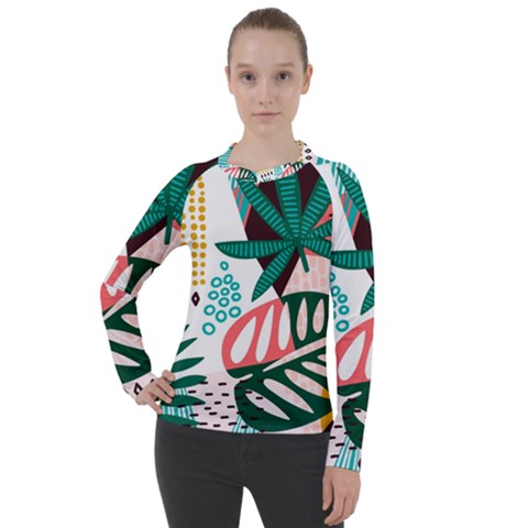 Abstract Seamless Pattern With Tropical Leaves Women s Pique Long Sleeve T-shirt by Hannah976