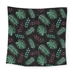 Tropical Leaves Pattern Square Tapestry (large)