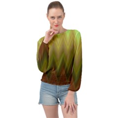 Zig Zag Chevron Classic Pattern Banded Bottom Chiffon Top by Apen