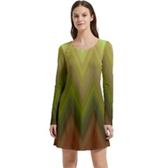 Zig Zag Chevron Classic Pattern Long Sleeve Velour Skater Dress by Apen