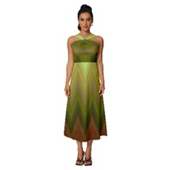 Zig Zag Chevron Classic Pattern Sleeveless Cross Front Cocktail Midi Chiffon Dress by Apen