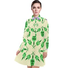 Thistle Flower Purple Thorny Flora Long Sleeve Chiffon Shirt Dress